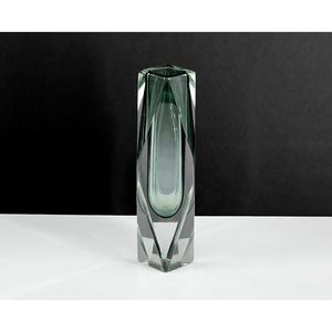 60s Italian Murano Luigi Mandruzzato Grey Sommerso Vase